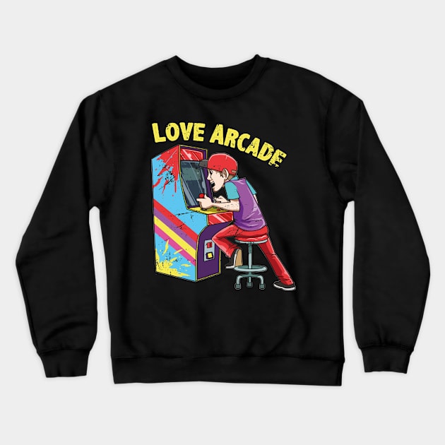 Arcade Game Machine Retro Gaming 80s Oldschool Gamer Crewneck Sweatshirt by melostore